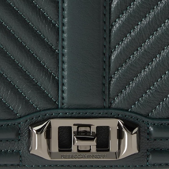 Rebecca Minkoff Women's Chevron Quilted Love Crossbody Bag Deep Jade - Picture 3 of 5